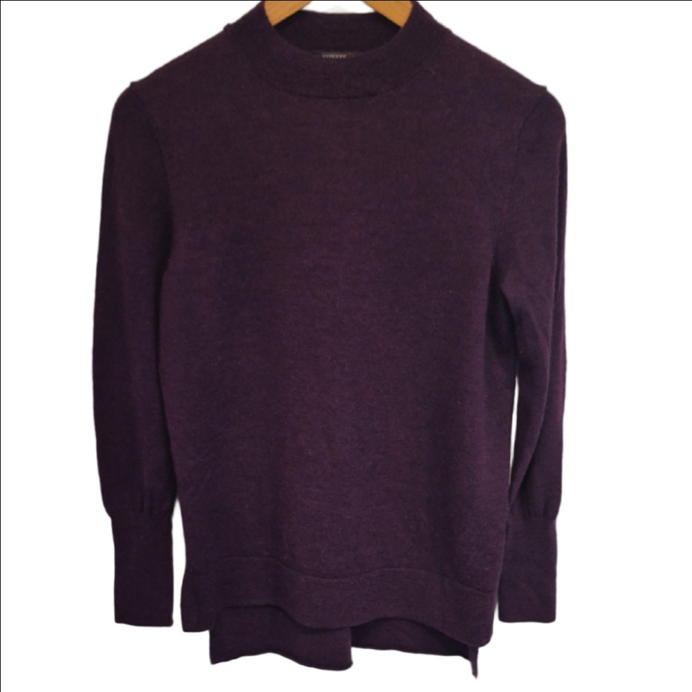 Badgley Mischka Rich Purple Cowl Neck Sweater In 100% Merino Wool